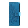 For Honor 100 Pro 7-petal Flowers Embossing Leather Phone Case(Blue)