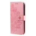 For Honor 100 Pro 7-petal Flowers Embossing Leather Phone Case(Rose Gold)