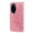 For Honor 100 Pro 7-petal Flowers Embossing Leather Phone Case(Rose Gold)