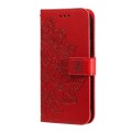 For Honor 100 7-petal Flowers Embossing Leather Phone Case(Red)