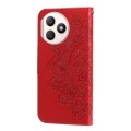 For Honor X50i+ 7-petal Flowers Embossing Leather Phone Case(Red)