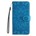 For Honor Play 50 Plus Embossed Sunflower Leather Phone Case(Blue)