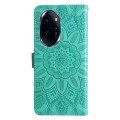 For Honor 100 Pro Embossed Sunflower Leather Phone Case(Green)