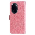 For Honor 100 Pro Embossed Sunflower Leather Phone Case(Rose Gold)