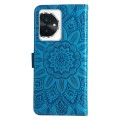 For Honor 100 Embossed Sunflower Leather Phone Case(Blue)