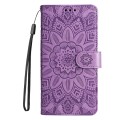 For Honor 100 Embossed Sunflower Leather Phone Case(Purple)