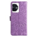 For Honor 100 Embossed Sunflower Leather Phone Case(Purple)