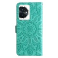 For Honor 100 Embossed Sunflower Leather Phone Case(Green)