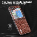 For Samsung Galaxy Z Flip5 ABEEL Genuine Leather Sky Series Black Edge Phone Case(Brown)