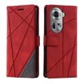 For OPPO Reno11 5G Global Skin Feel Splicing Leather Phone Case(Red)