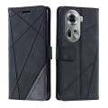 For OPPO Reno11 5G Global Skin Feel Splicing Leather Phone Case(Black)