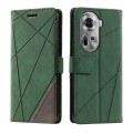 For OPPO Reno11 5G Global Skin Feel Splicing Leather Phone Case(Green)