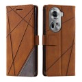 For OPPO Reno11 5G Global Skin Feel Splicing Leather Phone Case(Brown)