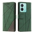 For vivo Y36 Skin Feel Splicing Leather Phone Case(Green)