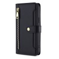 For Nokia C110 4G Lite Sheep Texture Cross-body Zipper Wallet Leather Phone Case(Black)