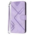 For Honor 100 Line Pattern Skin Feel Leather Phone Case(Light Purple)