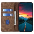 For OPPO Reno11 F 5G RFID Anti-theft Brush Magnetic Leather Phone Case(Brown)