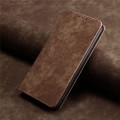 For Honor Magic6 RFID Anti-theft Brush Magnetic Leather Phone Case(Brown)