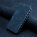 For Honor Magic6 RFID Anti-theft Brush Magnetic Leather Phone Case(Blue)