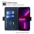 For Samsung Galaxy S24 5G Contrast Color Side Buckle Leather Phone Case(Blue + Grey)