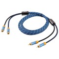 EMK 2 x RCA Male to 2 x RCA Male Gold Plated Connector Nylon Braid Coaxial Audio Cable for TV / Ampl