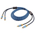 EMK 2 x RCA Male to 2 x RCA Male Gold Plated Connector Nylon Braid Coaxial Audio Cable for TV / Ampl