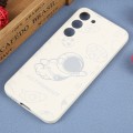 For Samsung Galaxy S10 Astronaut Pattern Silicone Straight Edge Phone Case(Flying Astronaut-White)