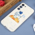 For Samsung Galaxy A71 Astronaut Pattern Silicone Straight Edge Phone Case(Planet Landing-White)