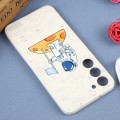 For Samsung Galaxy A02 Astronaut Pattern Silicone Straight Edge Phone Case(Planet Landing-White)