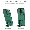 For Samsung Galaxy S22 5G Stereoscopic Holder Sliding Camshield Phone Case(Green)