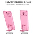 For Samsung Galaxy A05 Stereoscopic Holder Sliding Camshield Phone Case(Pink)