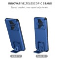 For Samsung Galaxy A05s Stereoscopic Holder Sliding Camshield Phone Case(Blue)