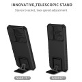 For Samsung Galaxy A15 5G Stereoscopic Holder Sliding Camshield Phone Case(Black)