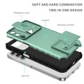 For Samsung Galaxy A15 5G Stereoscopic Holder Sliding Camshield Phone Case(Light Green)