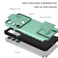 For Samsung Galaxy S24 5G Stereoscopic Holder Sliding Camshield Phone Case(Light Green)