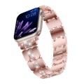 Diamond Metal Watch Band For Apple Watch 8 45mm(Pink)