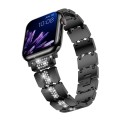 Diamond Metal Watch Band For Apple Watch 8 45mm(Black)