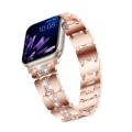 Diamond Metal Watch Band For Apple Watch 8 45mm(Rose Gold)