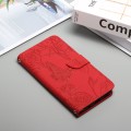 For Realme 12+ Global HT03 Skin Feel Butterfly Embossed Flip Leather Phone Case(Red)