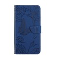 For vivo V27E 4G Global HT03 Skin Feel Butterfly Embossed Flip Leather Phone Case(Blue)