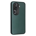 For OPPO Reno11 Pro Global Carbon Fiber Texture Flip Leather Phone Case(Green)