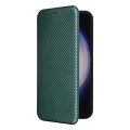For Samsung Galaxy S24+ 5G Carbon Fiber Texture Flip Leather Phone Case(Green)