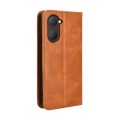For vivo Y03 4G Magnetic Buckle Retro Texture Leather Phone Case(Brown)