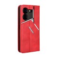 For Tecno Pova 5 Pro LH8n Magnetic Buckle Retro Texture Leather Phone Case(Red)