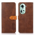 For OPPO Reno11 5G Global KHAZNEH Dual-color Cowhide Texture Flip Leather Phone Case(Brown)