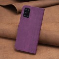 For Samsung Galaxy A31 Plaid Embossed Leather Phone Case(Purple)