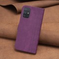 For Samsung Galaxy A71 4G Plaid Embossed Leather Phone Case(Purple)