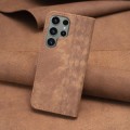 For Samsung Galaxy S24 Ultra 5G Plaid Embossed Leather Phone Case(Brown)