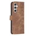 For Samsung Galaxy A35 Plaid Embossed Leather Phone Case(Brown)