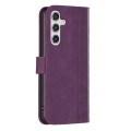 For Samsung Galaxy A55 Plaid Embossed Leather Phone Case(Purple)
